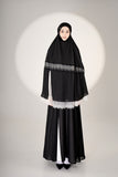 PRE-ORDER: Mini Telekung ARJANA Zaheen in Black with Swarovski Crystal