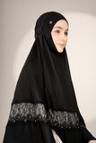 PRE-ORDER: Mini Telekung ARJANA Zaheen in Black with Swarovski Crystal