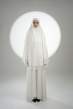 PRE-ORDER: Mini Telekung ARJANA Zaheen in White with Swarovski Crystal