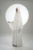 PRE-ORDER: Mini Telekung ARJANA Zaheen in White with Swarovski Crystal