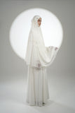 PRE-ORDER: Mini Telekung ARJANA Zaheen in White with Swarovski Crystal