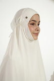 PRE-ORDER: Mini Telekung ARJANA Zaheen in White with Swarovski Crystal