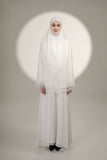 PRE-ORDER: Mini Telekung ARJANA Batrisyia in White with Swarovski Crystal