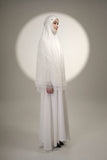 PRE-ORDER: Mini Telekung ARJANA Batrisyia in White with Swarovski Crystal