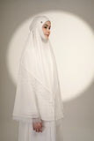 PRE-ORDER: Mini Telekung ARJANA Batrisyia in White with Swarovski Crystal