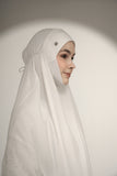 PRE-ORDER: Mini Telekung ARJANA Batrisyia in White with Swarovski Crystal