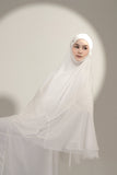 PRE-ORDER: Mini Telekung ARJANA Batrisyia in White with Swarovski Crystal