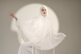 PRE-ORDER: Mini Telekung ARJANA Batrisyia in White with Swarovski Crystal